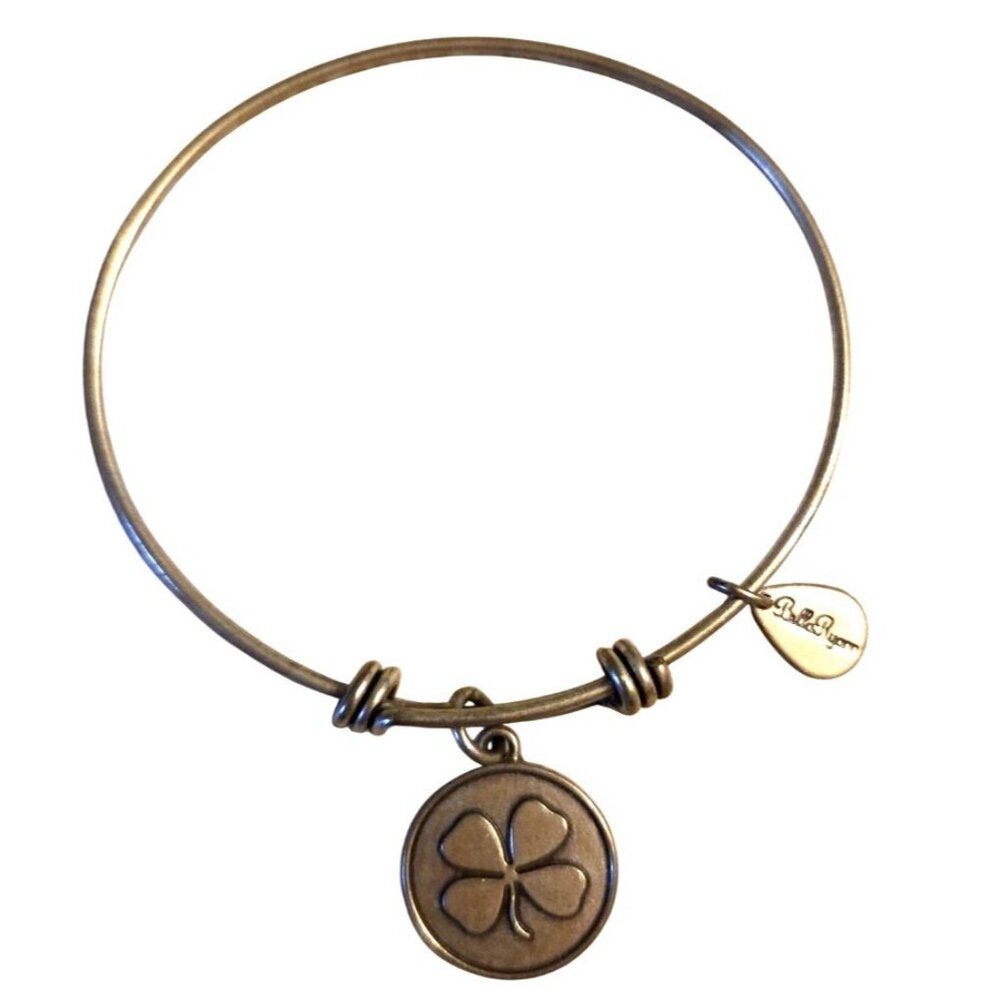 Bella Ryann Shamrock Charm Silver-Tone Bangle Bracelet Irish St Pats